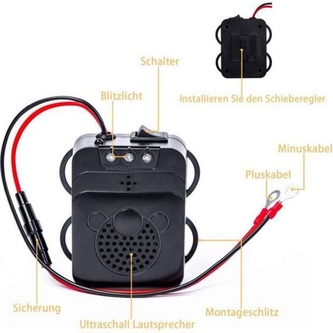 Répulsif ultrason pour voiture - - Fréquence 12 kHz - 25 kHz - Connexion batterie 12 V (1/4)