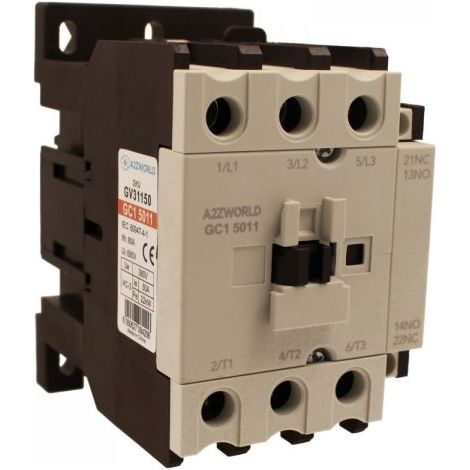 Contattore Motore 3P 4M, Teleruttore Trifase Industriale AC 380V 3NO, Bobina 220V AC, Contatto Ausiliare 1NO+1NC, IP20 (50A)