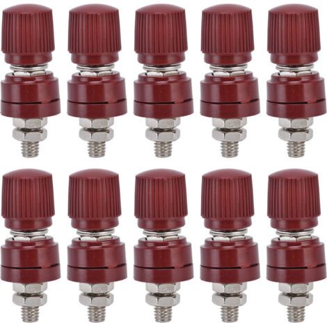 Bloc de bornes régulateur de tension 10Pcs, bornes de serrage M6 32mm pour onduleur, longueur 44mm, plage 0V-380V, rouge (1/5)