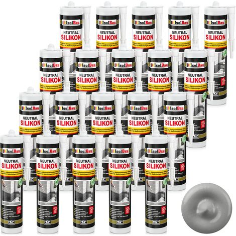 Neutralsilikon Naturstein Silikon Granit Marmor Sanitär Inn/Auß 20 x 300ml Grau (1/5)