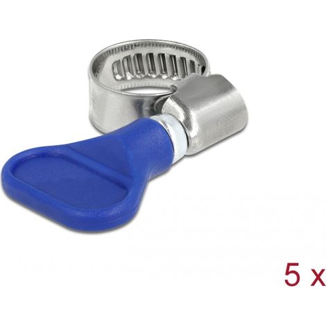 Delock Abrazadera de manguera de mariposa de acero inoxidable 400 SS 10 - 16 mm 5 piezas azul