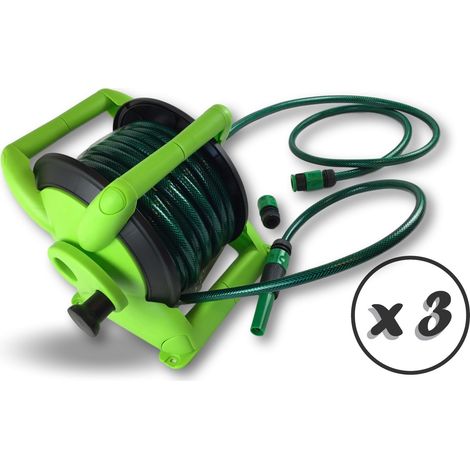 Chariot enrouleur tuyau renforcé 15 mètres  15 mm  Lance et accessoires - Lot de 3 - Chariot complet avec tuyau (1/5)