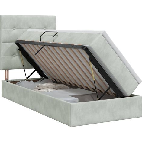 Maison Exclusive - Letto con contenitore e materasso Grigio Chiaro 90 x 200 cm (1/5)