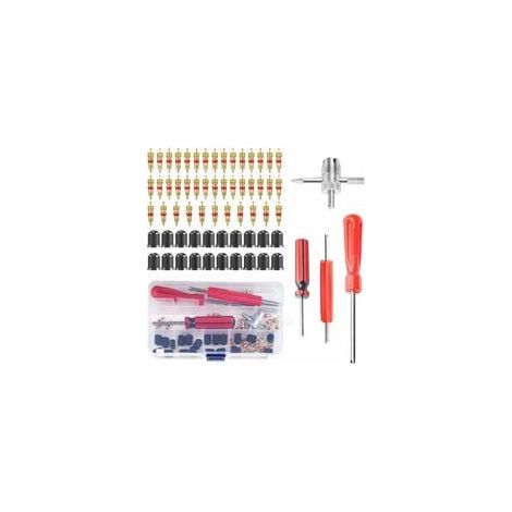 64 Pièces Outils pour Valves de Pneus, Valve Pneu, Démonte Obus de Valve des Pneus, Demonte Obus Valve Voiture, Outil de Réparation de Valve de Pneu, pour Vélo Moto Voiture Camion de Pneu (1/5)