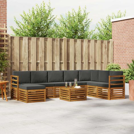 Ecksofa Set 9 pcs Natur und Anthrazit Massivholz Akazie (1/5)