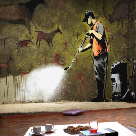 Papier Peint "Banksy - Cave Painting" 105 x 150 cm (1/2)