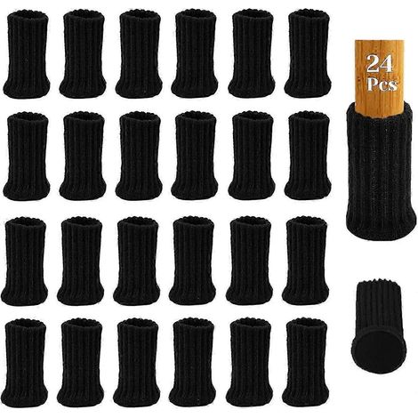 Lot de 24 chaussettes en feutre pour meubles, chaises, coussins et protections de sol (noir) LuckyB (1/3)