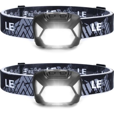 Lampe Frontale à Piles (non inclus), C500 Torche Frontale LED 1300lux Concentrée Diffusée 6 Modes avec Lumière Rouge, IPX4 Étanche Ultra-Léger pour Course, Randonnée, Pêche (1/5)