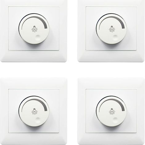 Variateur mural 4ps, panneau de contrôleur de lumière rotatif à bouton-AC180-265V-blanc (1/5)