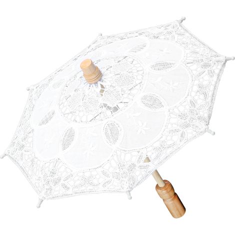 Petit parasol artisanal en dentelle blanche, décoration mariage, performance scène, ombrelle élégante (1/5)