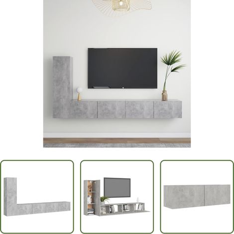 Fernsehschrank - 3-tlg. TV-Schrank-Set Betongrau Holzwerkstoff (1/5)