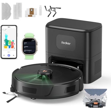 Robot Aspirateur Laveur, 38000Pa Robot Aspirateur avec Station d'Aspiration 4L, Anti-Enroulement des Poils, Navigation LiDAR, Robot 4-en-1 Aspirateur-Laveur pour Sols/Moquette (1/5)