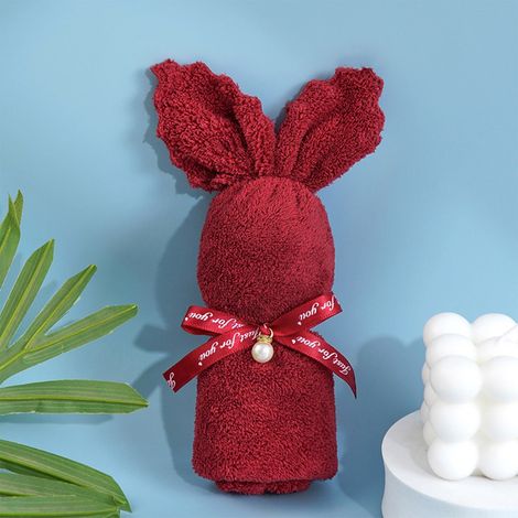 Serviette Forme Lapin De Pâques - 30x30 Cm - En Polyester - Pour Salle De Bain Cuisine Et Célébrations - Lot De 1 (1/5)