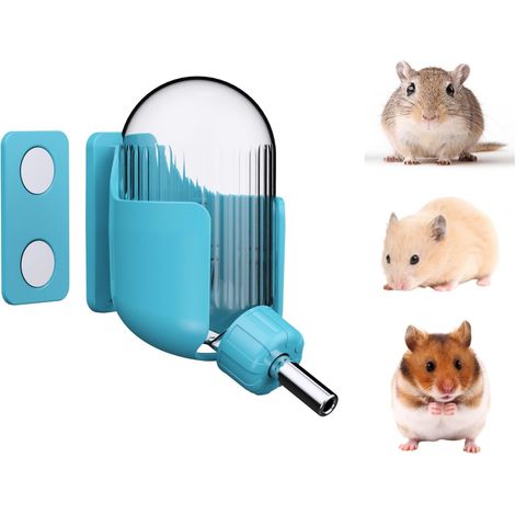 Hamster Water Bottle with Magnetic Stand, 100ML Water Dispenser for Syrian Hamsters, Dwarf Hamsters, Mice, Rats, Degus (Blue, Magnetic) (1/5)