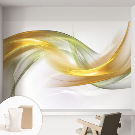 Papier peint intissé mural pour salon chambre à coucher tendance et originale - Colle incluse gratuite Harmonie fluide 152x104 cm (1/5)