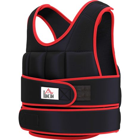 Gilet lesté de 20 kg, avec double sangle réglable, pour musculation et fitness. Coloris Oxford, métal, sable, noir et rouge, 60 x 50 cm.