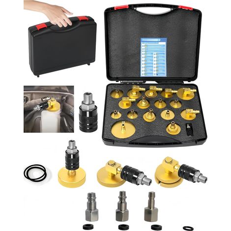 17 Pièce Purgeur de Frein Voiture Adaptateurs Kit Bouchon avec Connecteur Rapide Purge ou Remplissage Liquide Compatible VW pour BMW -