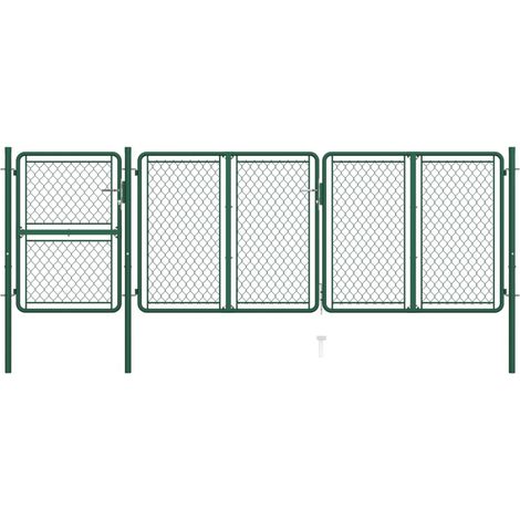 Portail de jardin Portillon Grillage Portail de Clôture Acier 125x395 cm Vert 47146 (1/5)