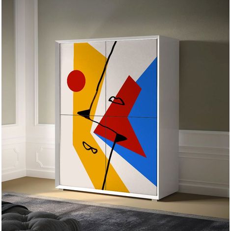 Credenza 4 ante linea Tilt in finitura Bianco opaco con grafica (1/2)