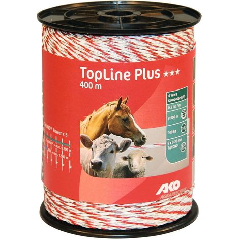 Weidezaunlitze TopLine Plus TriCOND weiß/rot 0,21 Ohm/m, 400 m (1/3)