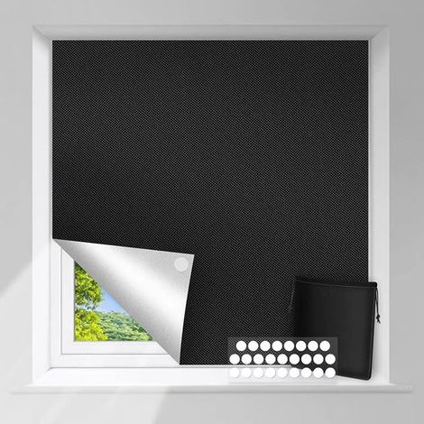 Rideau occultant sans perçage 150x240 cm, tissu thermique portable anti-lumière avec 20 bandes Velcro, découpable sur mesure (1/2)