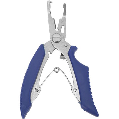Pinces de pêche en acier inoxydable avec coupe-fil incurvé, idéales pour la manipulation des leurres, couleur bleu marine pour la pêche en extérieur. (1/5)