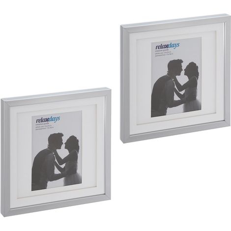 Set di 2 cornici per foto quadrate design moderno 27 x 27 x 2,5 cm in plastica nera 130013212