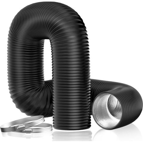 Tuyau d'évacuation d'air flexible noir, 3m, diamètre 100mm, avec colliers, pour ventilation et hottes (1/5)