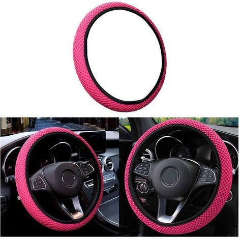 Lenkradbezug Universal 37-38 cm Mikrofaser Eisseide Rosa rutschfest atmungsaktiv (1/5)