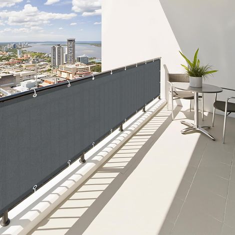 1 Brise Vue 70x300cm Polyester Anthracite,Protection UV,Oeillets Aluminium,Balcon Terrasse Jardin (1/5)