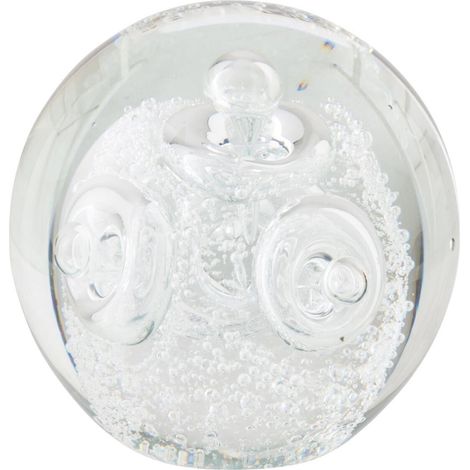 Presse-Papier Boule en Verre "Anneaux" 10cm Transparent