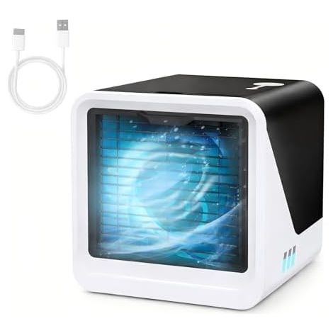 Mobile Klimaanlage sans Abluftschlauch, USB - C Ventilator Leise, 3 Geschwindigkeiten, Tragbarer Air Cooler pour (1/5)