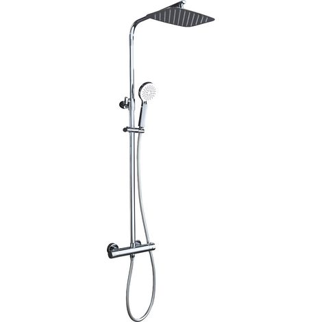 Ensemble de douche thermostatique  Modèle PRAGUE  Pomme de douche de taille standard  Couleur gris finition chromée [ IMEX® ] (1/5)