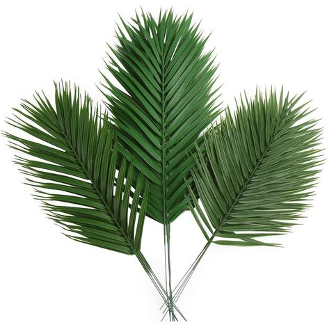 Lot de 12 Feuilles de Palmier Artificielles - Plastique Réaliste - Décoration Tropicale Intérieure et Extérieure - Pour Maison et Mariage - 3 Tailles Variées (1/5)