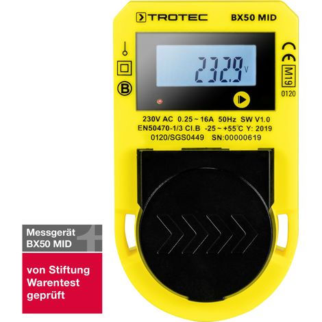 Trotec – Wattmètre BX50 MID – Multimètre professionnel avec affichage numérique – Intensité 10A – Indice de sécurité CAT III – Tension jusqu'à 400V (1/5)