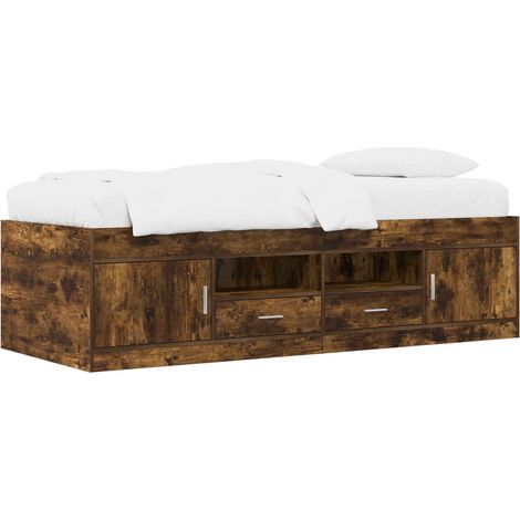 Bed Frame with Storage Smoked Oak 80 x 200 cm Engineered Wood vidaXL