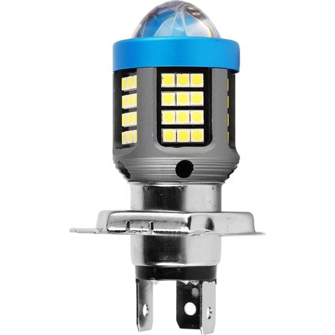Phare Moto LED H4 Blanc Super Lumineux, Ampoule Motocycle Avant Haute Visibilité, Alliage Aluminium, Kit 2 Pièces, Éclairage Large (1/5)