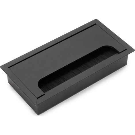 Passacavi da tavolo Emuca Quadrum, rettangolare, 159x80 mm, da incasso, Alluminio, Verniciato nero