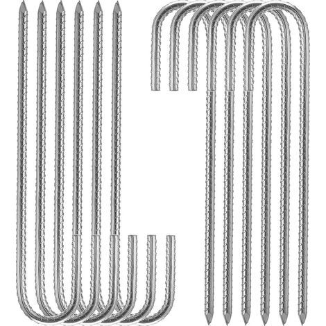 Piquets de fixation sol XL – Lot de 10 sardines galvanisées 30 cm – Acier électrozingué pour sols durs et rocailleux – Fixation tentes (1/3)