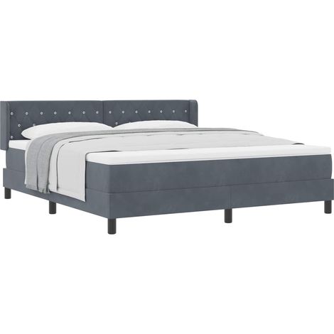Maison Exclusive - Lit à ressorts avec tête de lit Gris foncé 200 x 180 cm Velours (1/5)