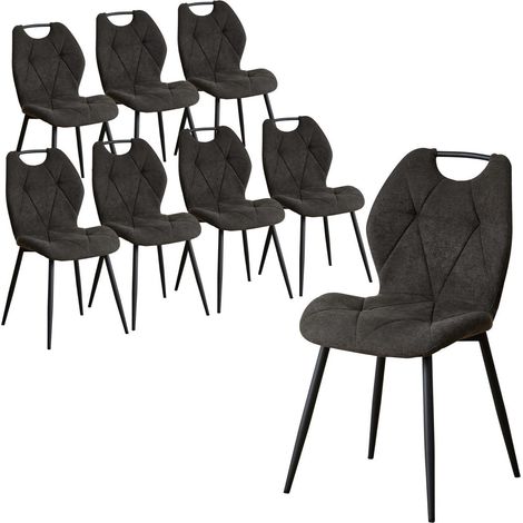 8er-Set Esszimmerstühle skandinavisch, gepolstert, Rautenmuster, Schwarz (1/5)