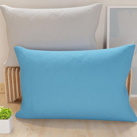 Lot de 2 Taies d'oreiller de Lit 70x40 cm, Housses de Coussin Unies Double Face Bleu Ciel Gris Clair, Taie Oreiller 100% Microfibre Hypoallergénique
