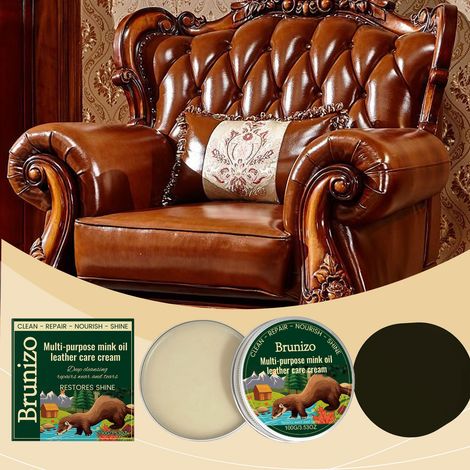 Multifunktionale Lederpflegecreme mit Nerzöl für die tägliche Reinigung und Fleckenentfernung von Sofas und Schuhen – 100 g × 1, Schwamm × 1 -- DE (1/5)