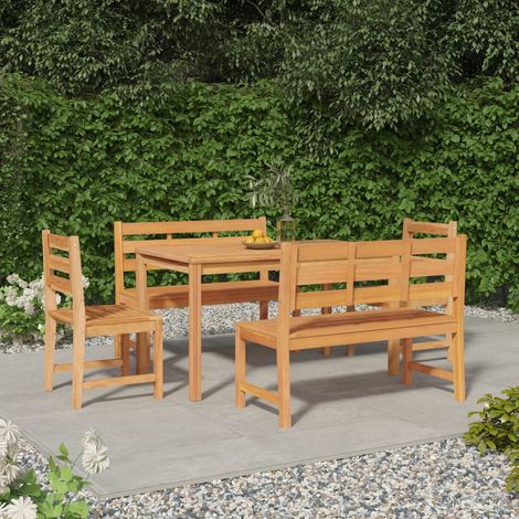 Ensemble à manger de jardin 5 pcs-Salon de jardin Bois de teck massif 666378 (1/5)
