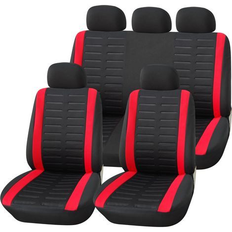 Housse de Siege Voiture Universelle Noir Rouge Ensemble de Housses Siège Auto Universel Couvre Sieges pour Avant et Arrière Accessoires Interieur Gadget (1/5)