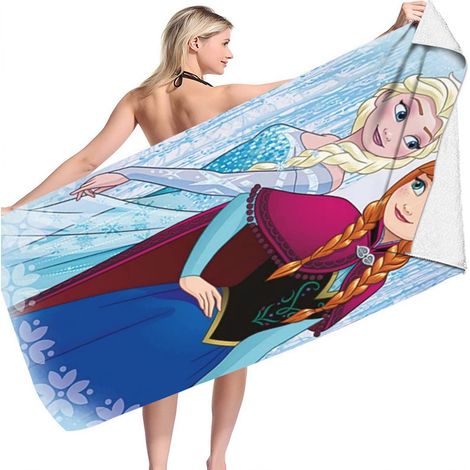 1 serviette de bain 70 x 140 cm, microfibre, motif Reine des Neiges, pour plage piscine sauna yoga extérieur (1/5)