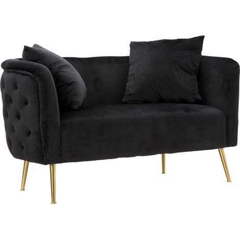 Divanetto Bucarest Nero 127x74x71 cm Legno e Spugna e Tessuto e Metallo Nero (1/5)