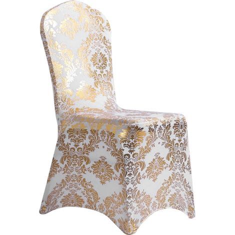Mariage Housse de Chaise Universel Extensible Chaise Slipover pour la Salle à Manger, Hôtel 45 45 90 cm Argent,Or (Or) (1/5)