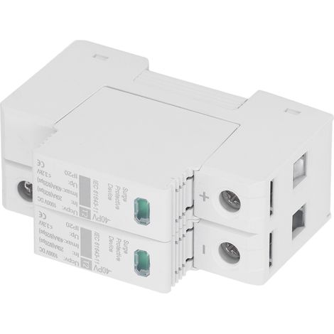 Dispositif de protection contre les surtensions photovoltaïques CC bipolaires, disjoncteur de protection contre la foudre, 1000 V CC, 20-40 kA (1/5)