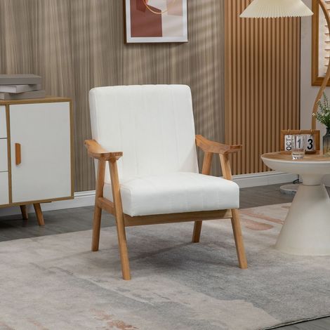 Chaise Scandinave 68 x 74 x 82 cm revêtement velours Chaise accoudoirs revêtement effet velours coloris crème (1/5)